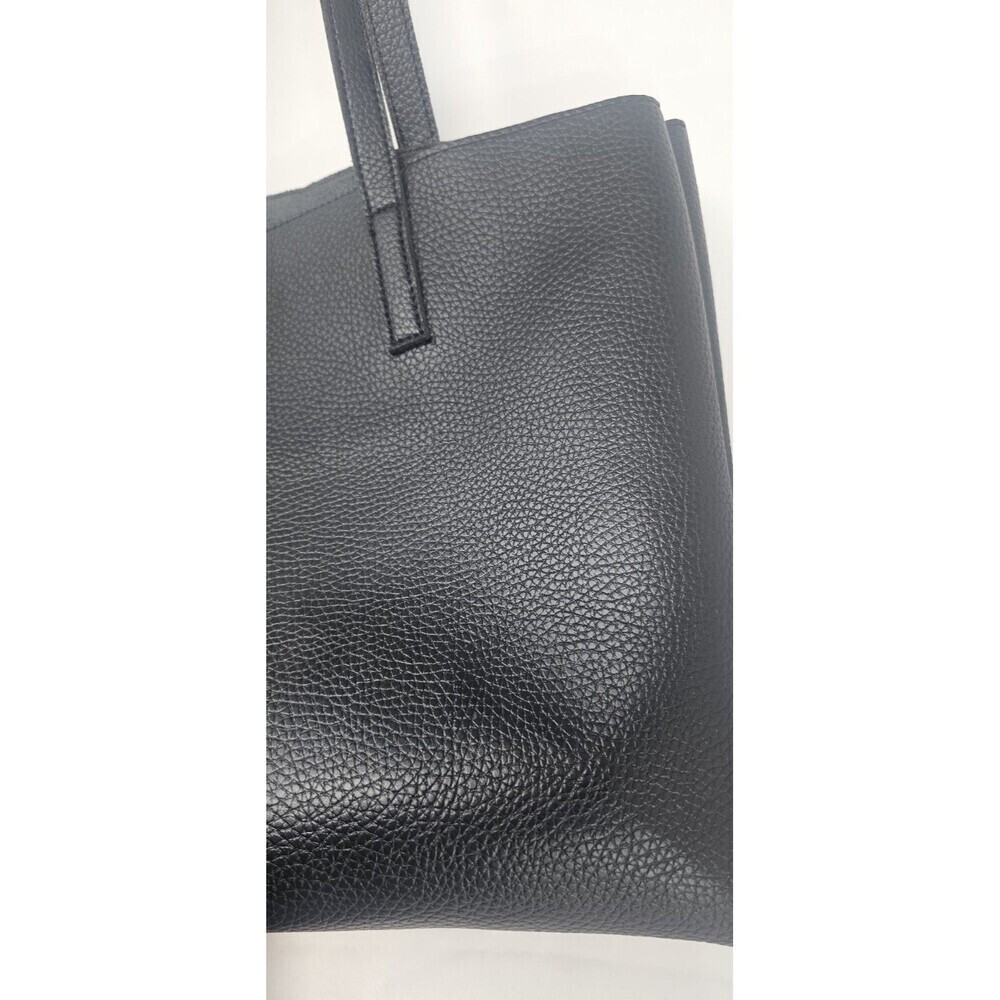 Vince Camuto Luck Tote Vegan Pebbled Leather Carryall Bag Purse Black Grey - Picture 9 of 16